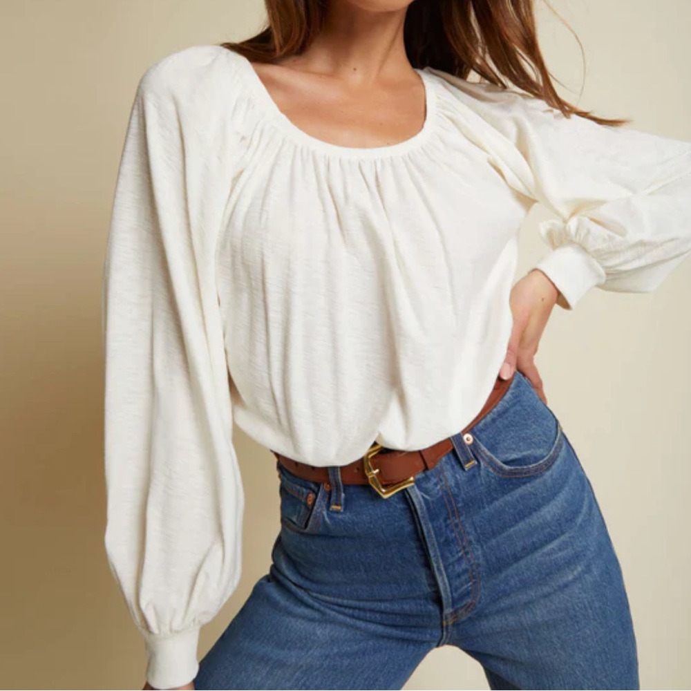 NWT $146 Nation LTD Off White Convertible Long Sleeve Off Shoulder T-Shirt